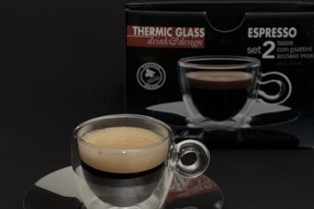 Filiżanki termiczne do espresso 2 szt. + podstawki - Luigi Bormioli