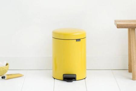 Kosz pedałowy newIcon 5 L żółty - Daisy Yellow, wolnoopadająca pokrywa - Brabantia