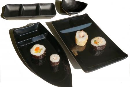Talerz-barka duża do sushi z komorami na sosy ZEN - ILSA
