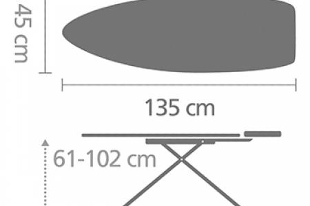 Deska do prasowania rozmiar D (135x45 cm) Titan Oval, miejsce na gorące żelazko - Brabantia