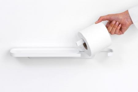 Uchwyt na papier toaletowy z półką Mineral Fresh White - Brabantia